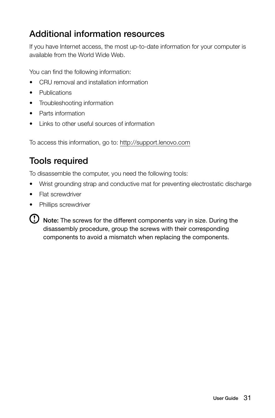 Additional information resources, Tools required | Lenovo C240 All-in-One User Manual | Page 36 / 45