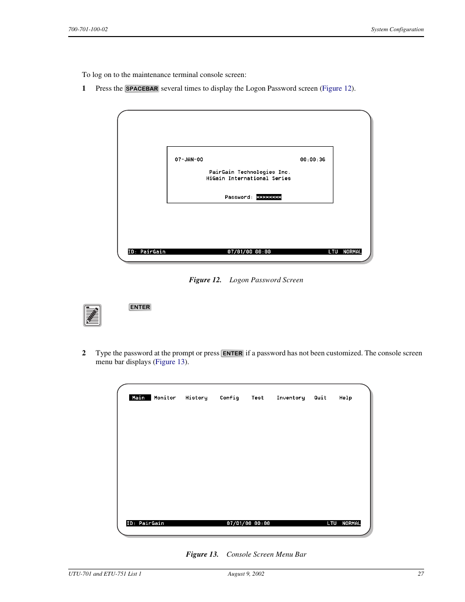 Logging on, Logon password screen, Ogging | ADC ETU-751C User Manual | Page 37 / 82