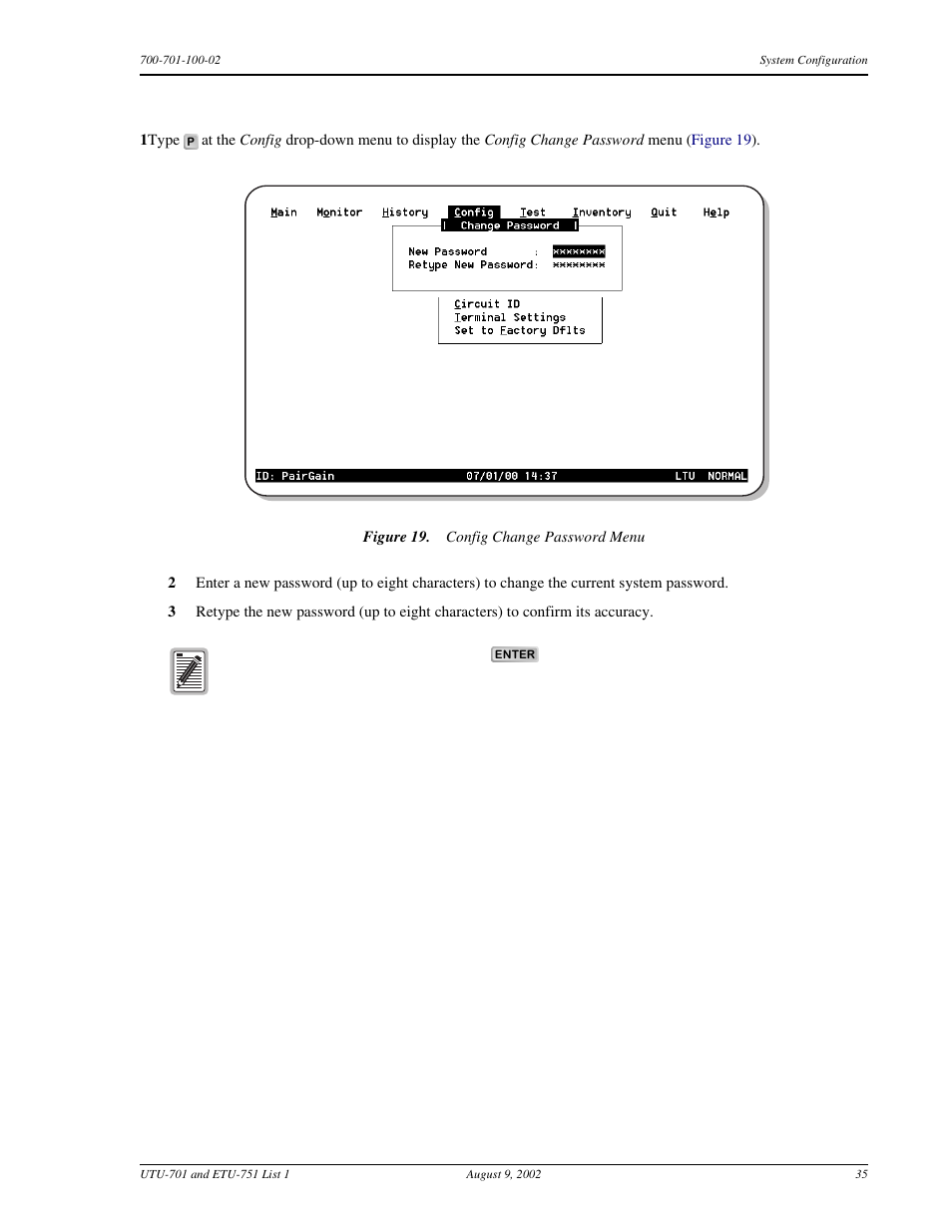 Change password | ADC ETU-751C User Manual | Page 45 / 82