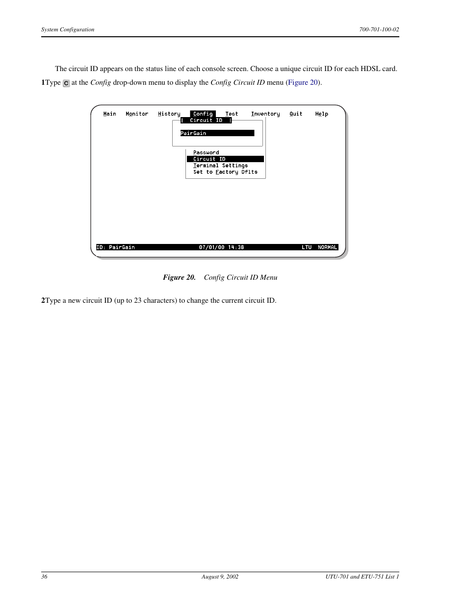 Configure circuit id | ADC ETU-751C User Manual | Page 46 / 82