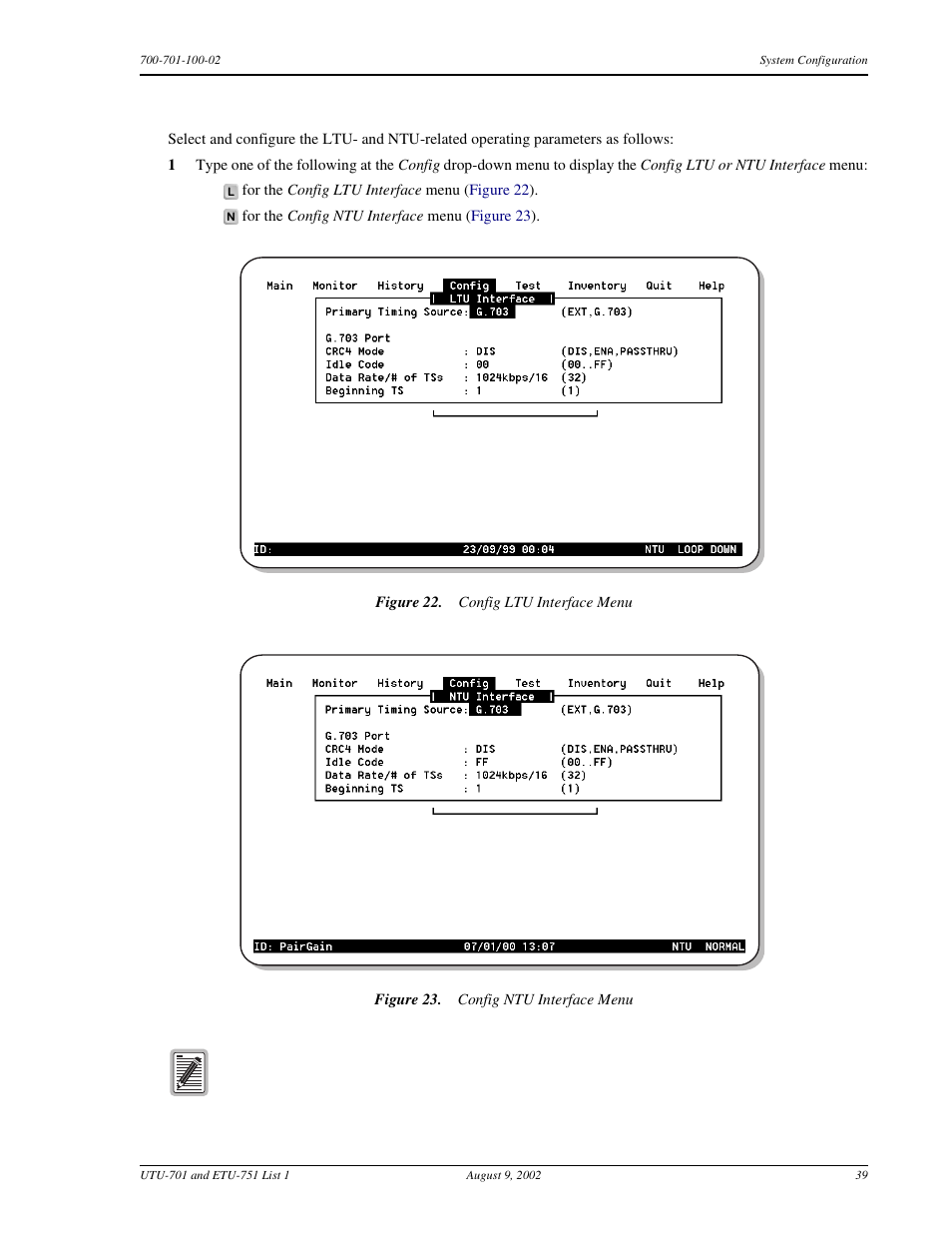 Configure ltu and ntu interfaces | ADC ETU-751C User Manual | Page 49 / 82