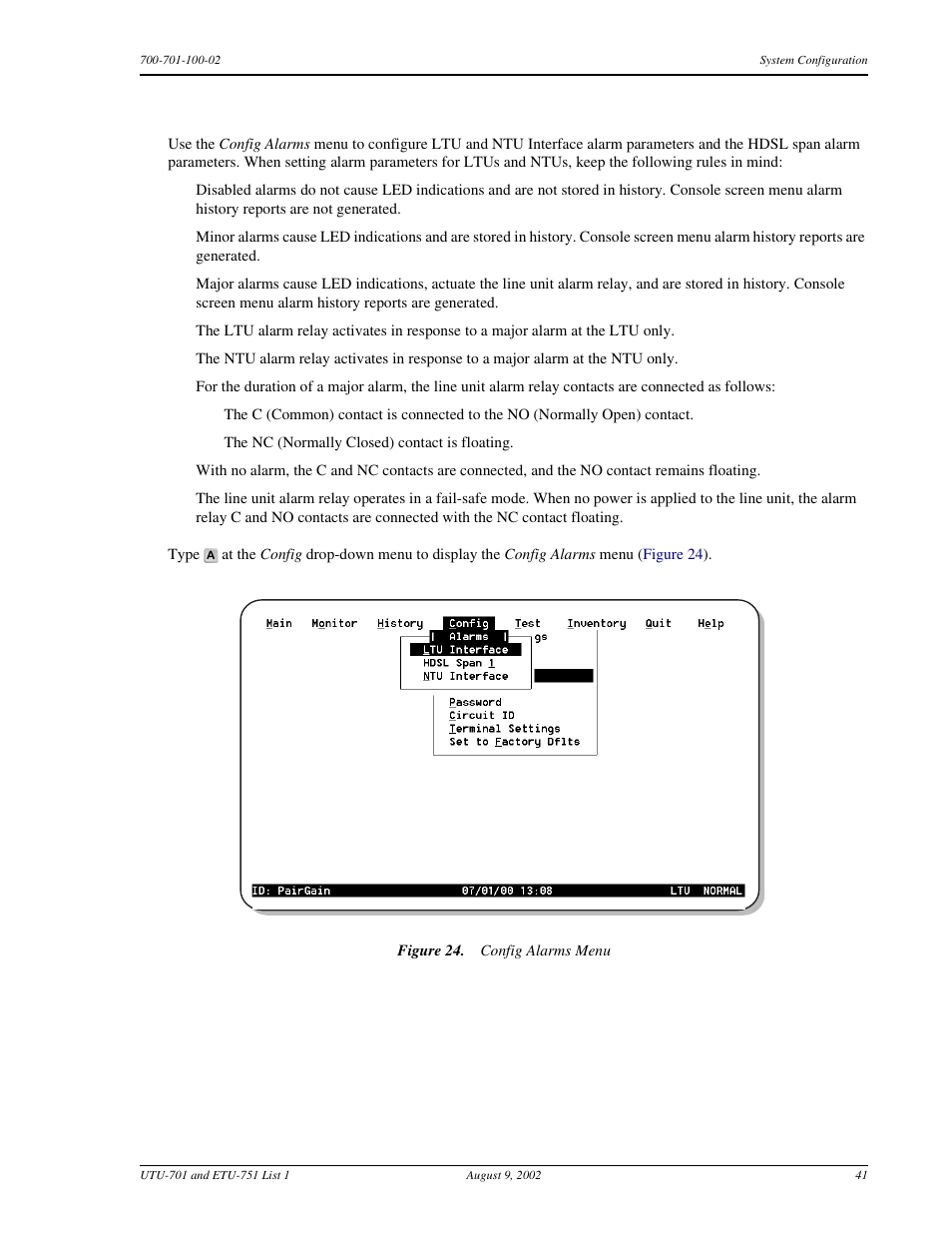 Configure alarms | ADC ETU-751C User Manual | Page 51 / 82