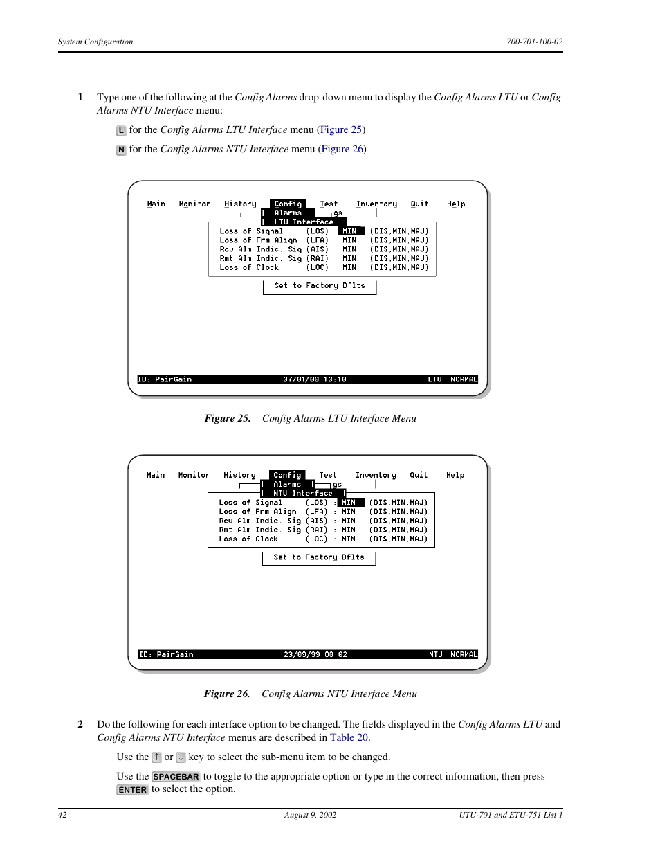 Alarms for ltu and ntu interface | ADC ETU-751C User Manual | Page 52 / 82