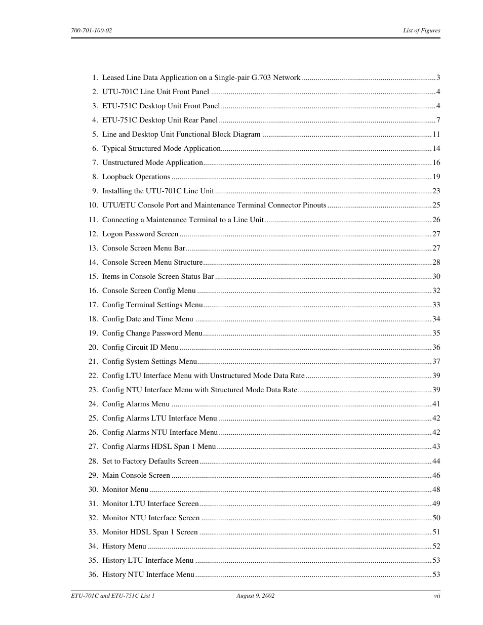 List of figures, Igures | ADC ETU-751C User Manual | Page 7 / 82