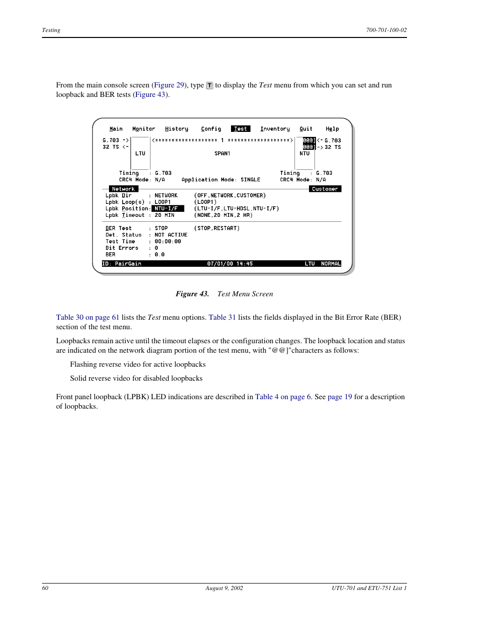 Testing, Esting | ADC ETU-751C User Manual | Page 70 / 82