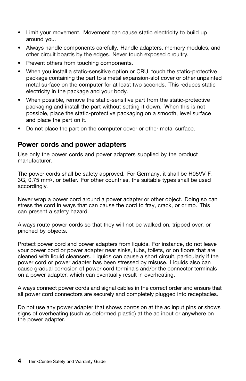Power cords and power adapters | Lenovo ThinkCentre M70z User Manual | Page 10 / 336