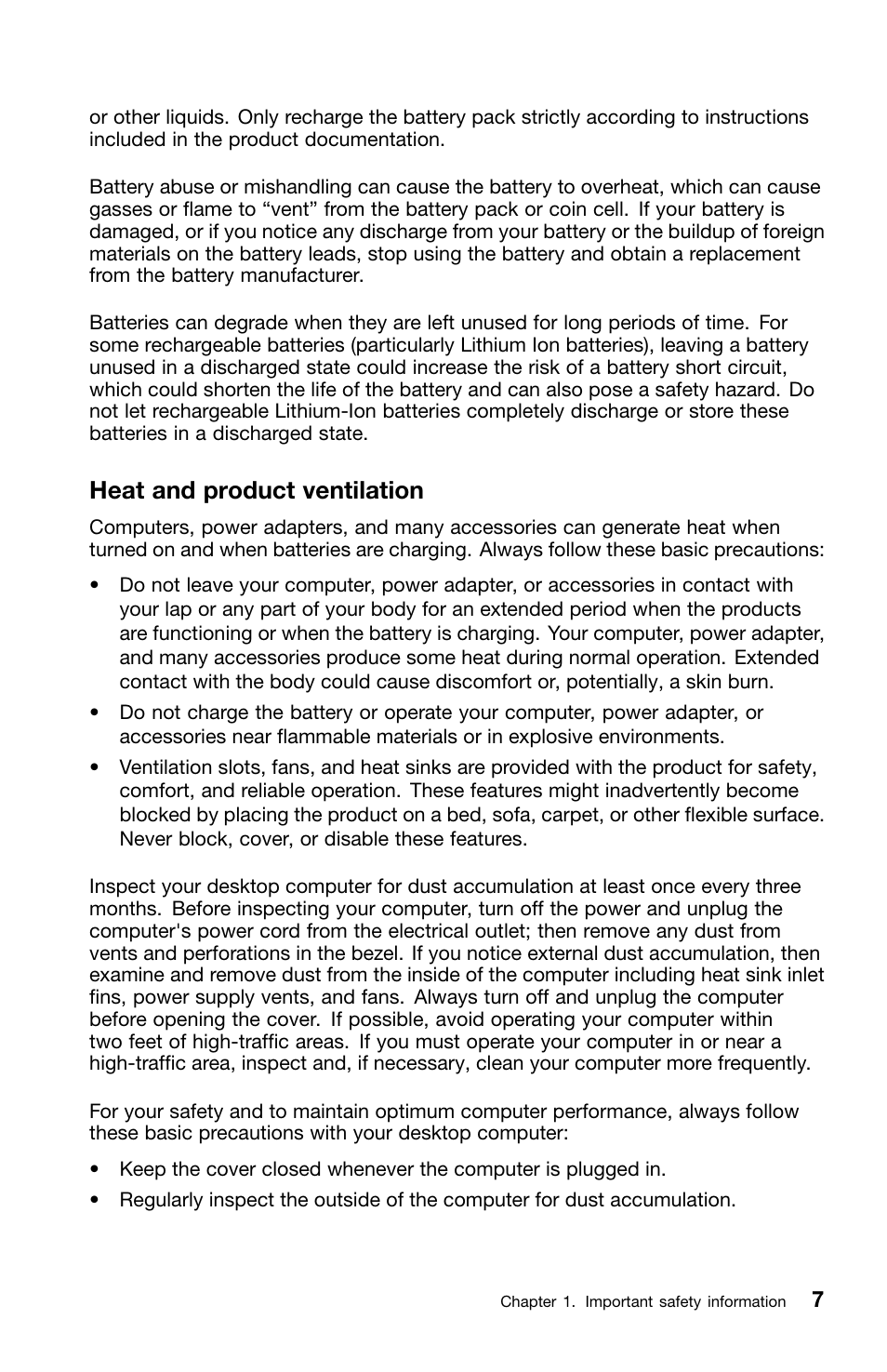 Heat and product ventilation | Lenovo ThinkCentre M70z User Manual | Page 13 / 336