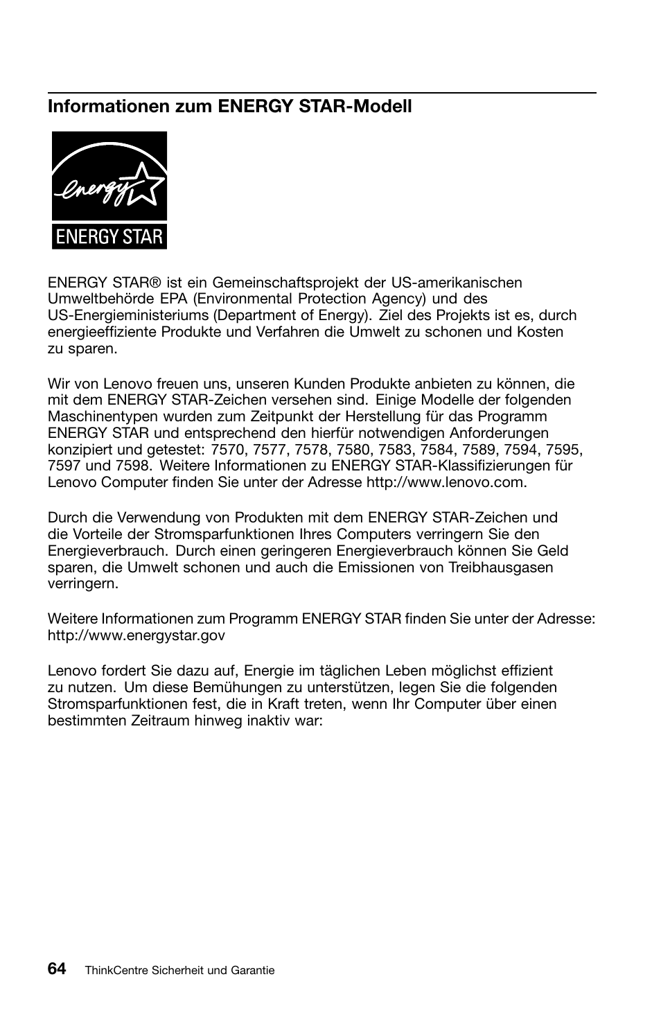 Informationen zum energy star-modell | Lenovo ThinkCentre M70z User Manual | Page 200 / 336