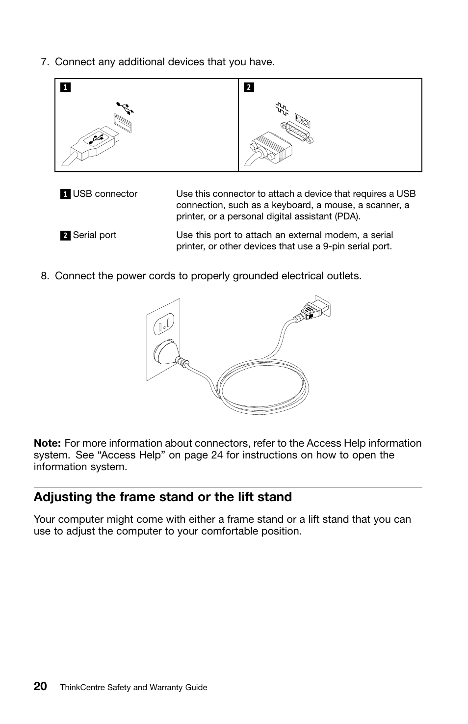 Adjusting the frame stand or the lift stand | Lenovo ThinkCentre M70z User Manual | Page 26 / 336