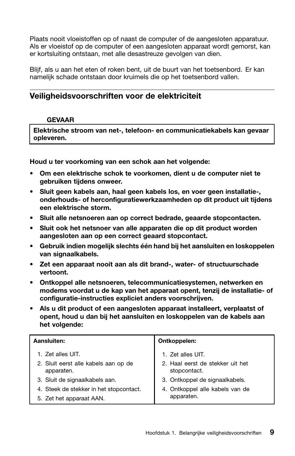 Veiligheidsvoorschriften voor de elektriciteit | Lenovo ThinkCentre M70z User Manual | Page 279 / 336