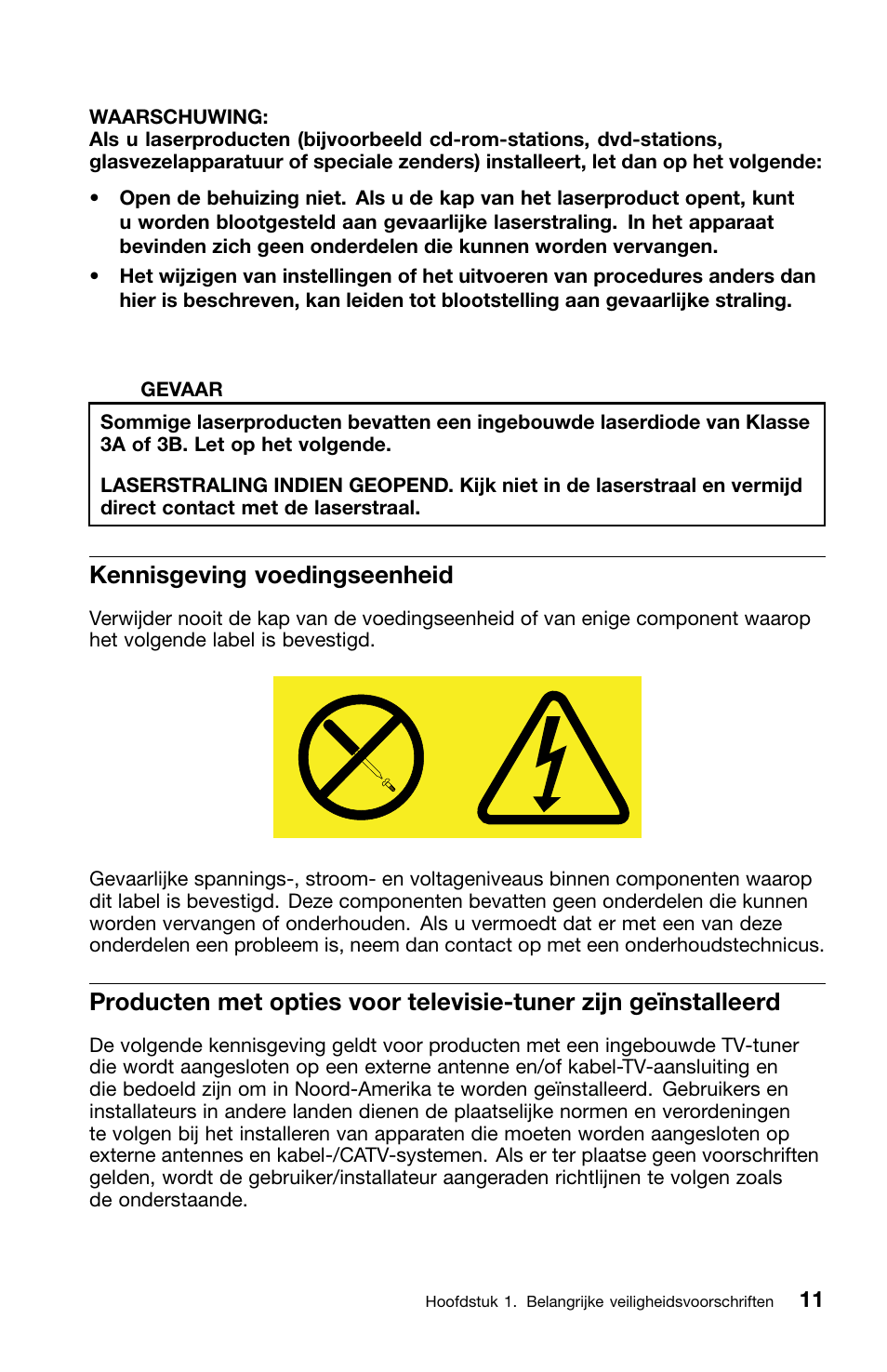 Kennisgeving voedingseenheid | Lenovo ThinkCentre M70z User Manual | Page 281 / 336