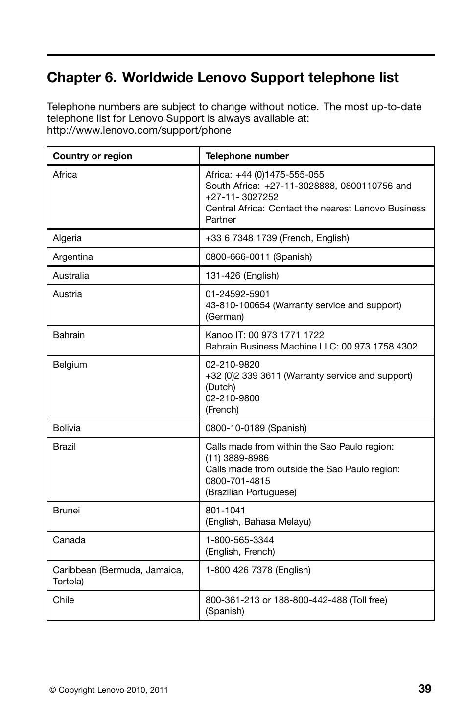 Chapter 6. worldwide lenovo support telephone list | Lenovo ThinkCentre M70z User Manual | Page 45 / 336