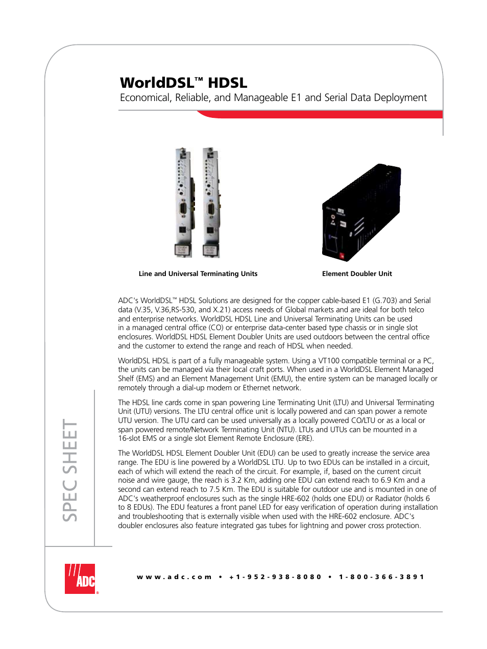 ADC Double Pair/Line Power HDSL User Manual | 4 pages