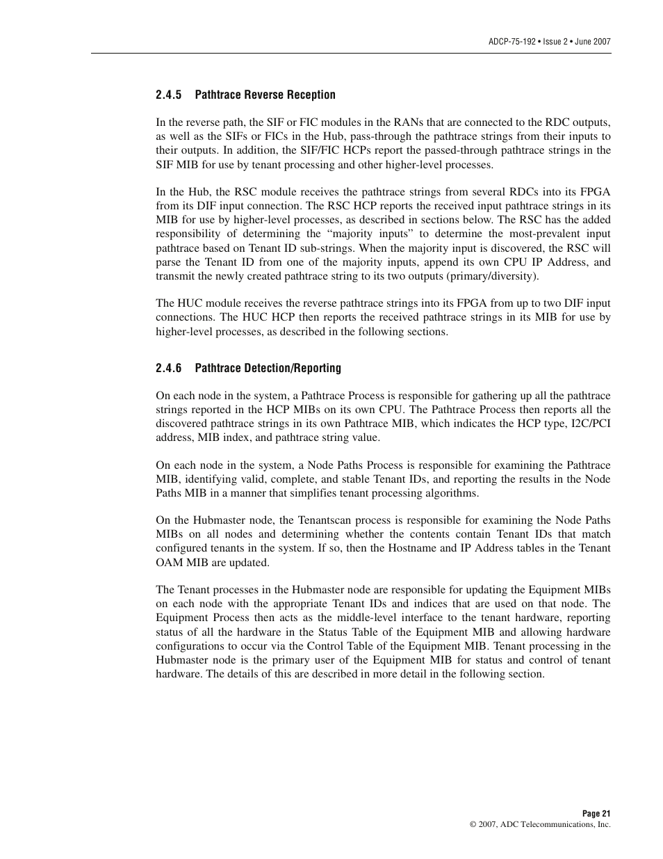 5 pathtrace reverse reception, 6 pathtrace detection/reporting, Pathtrace reverse reception | Pathtrace detection/reporting | ADC 75-192 User Manual | Page 33 / 74