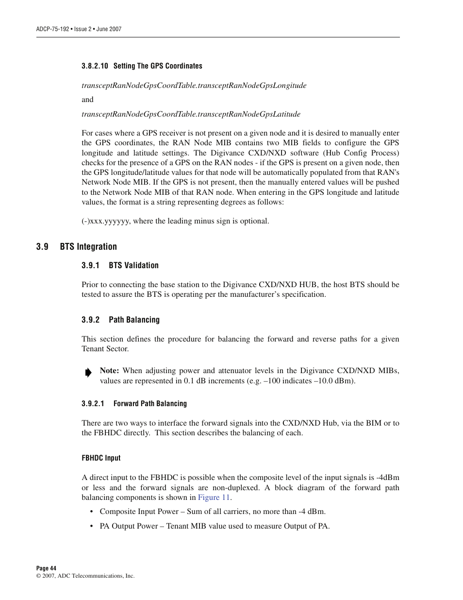 9 bts integration, 1 bts validation, 2 path balancing | Bts integration, Bts validation, Path balancing | ADC 75-192 User Manual | Page 56 / 74