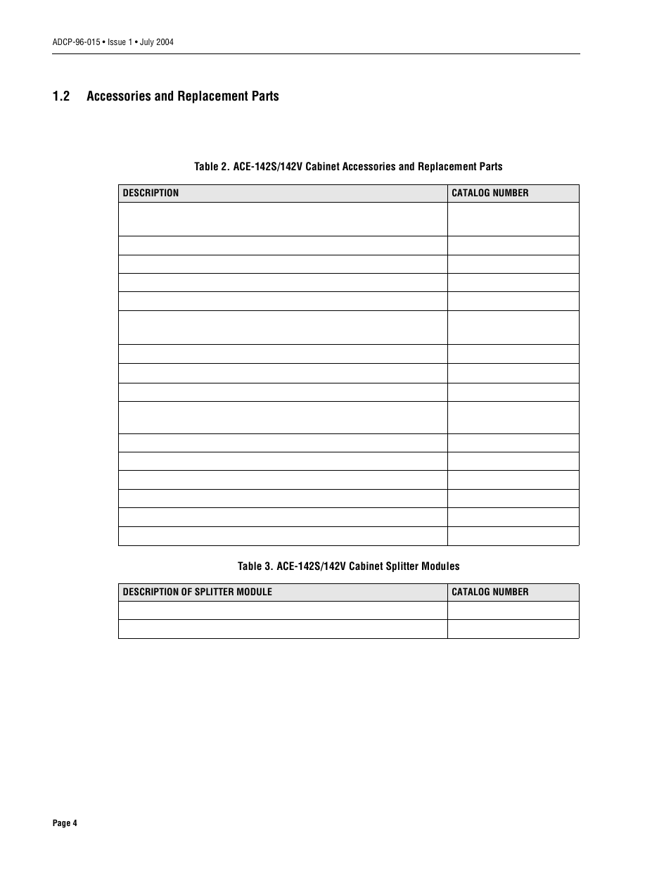 2 accessories and replacement parts, Accessories and replacement parts | ADC ACE-142S/142V User Manual | Page 10 / 55