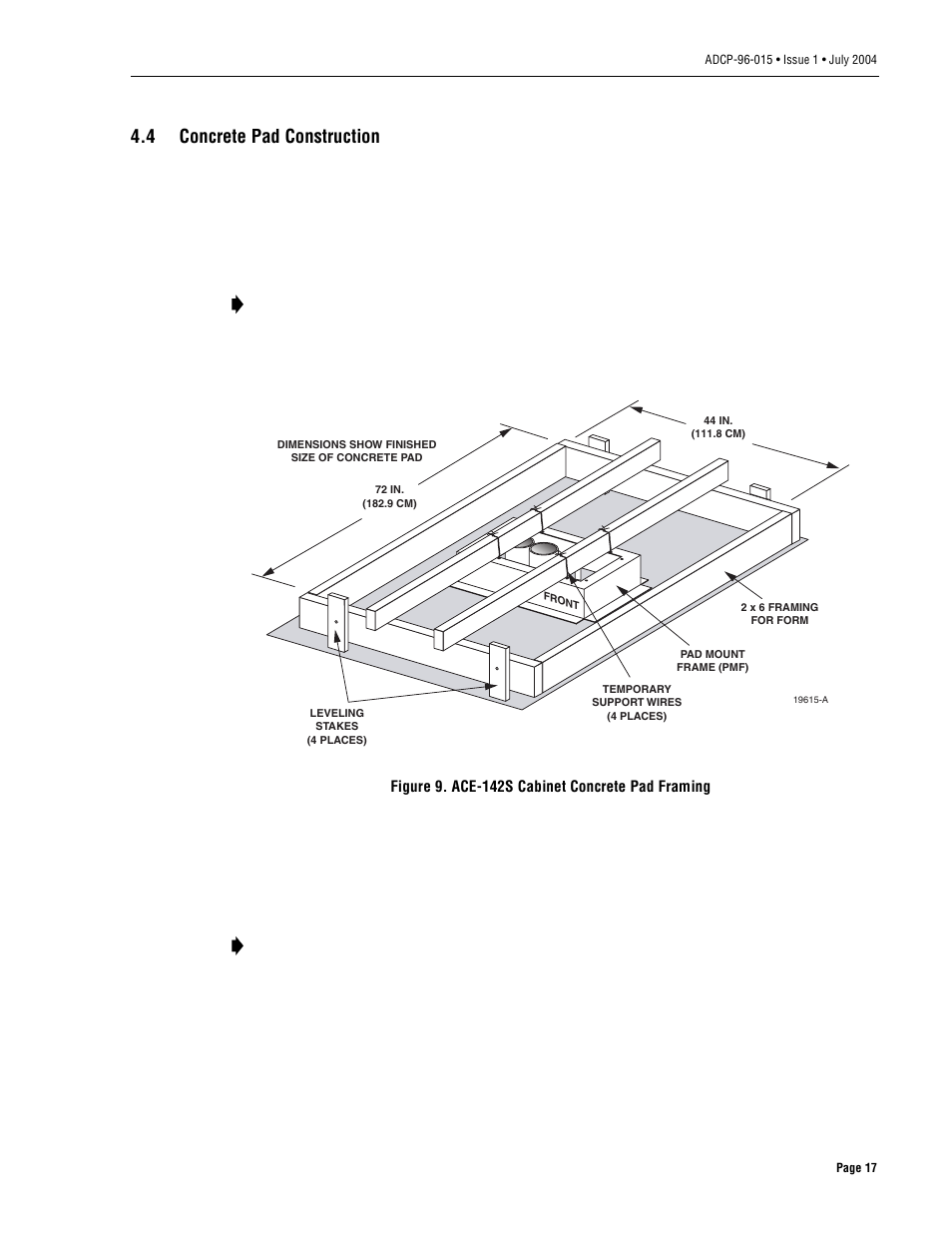 4 concrete pad construction, Concrete pad construction | ADC ACE-142S/142V User Manual | Page 23 / 55