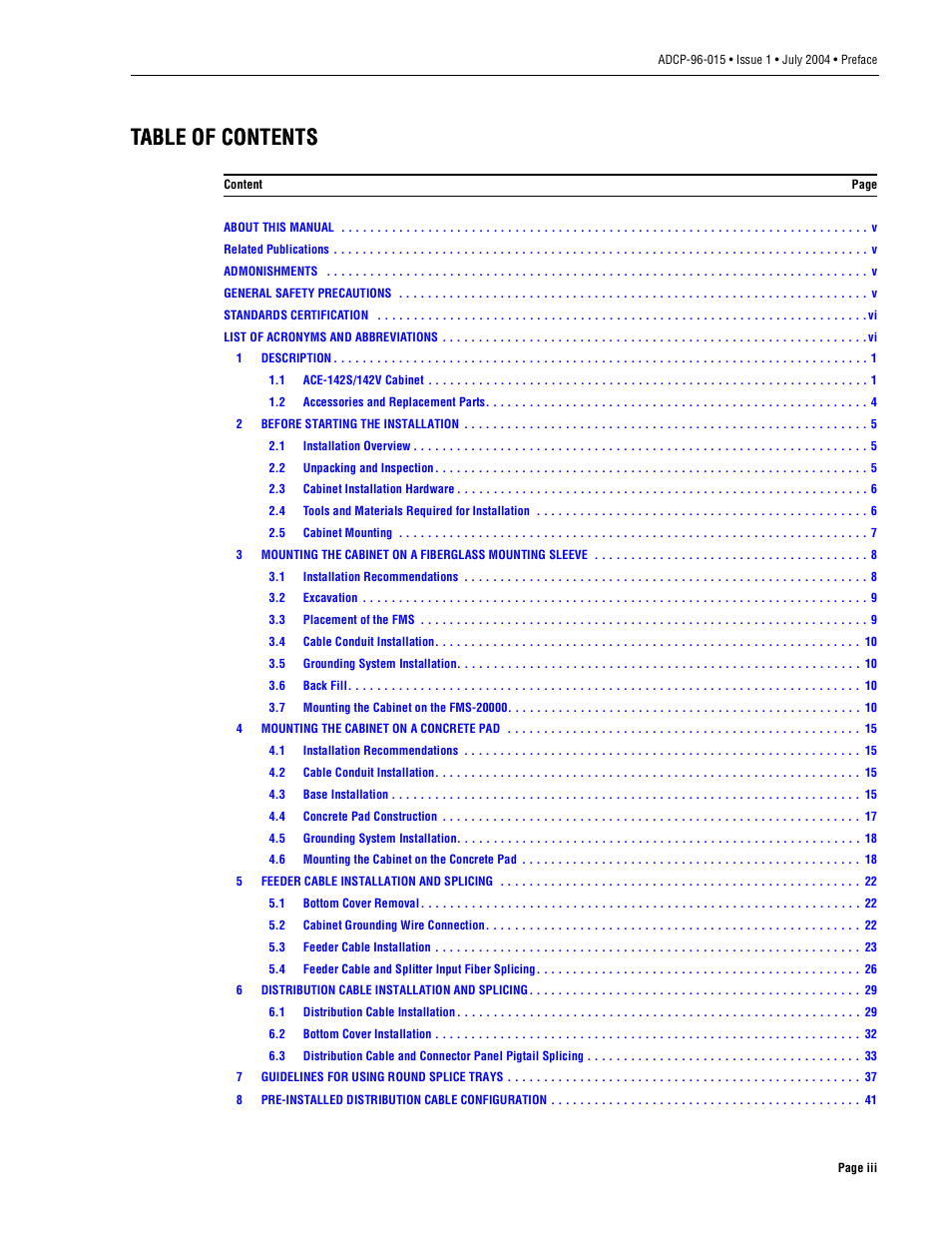 ADC ACE-142S/142V User Manual | Page 3 / 55