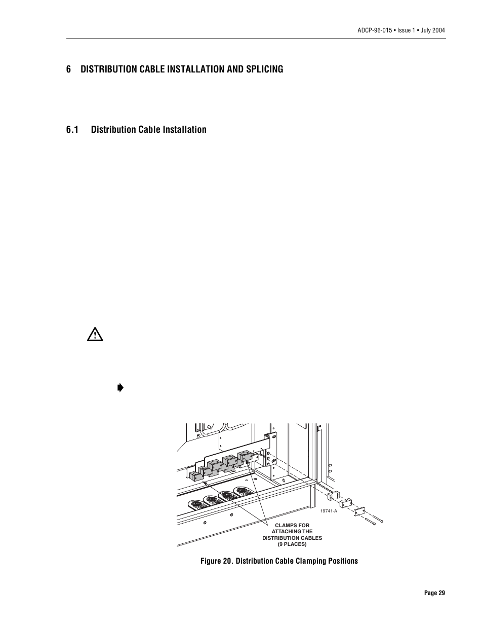 6 distribution cable installation and splicing, 1 distribution cable installation, Distribution cable installation and splicing | Distribution cable installation | ADC ACE-142S/142V User Manual | Page 35 / 55