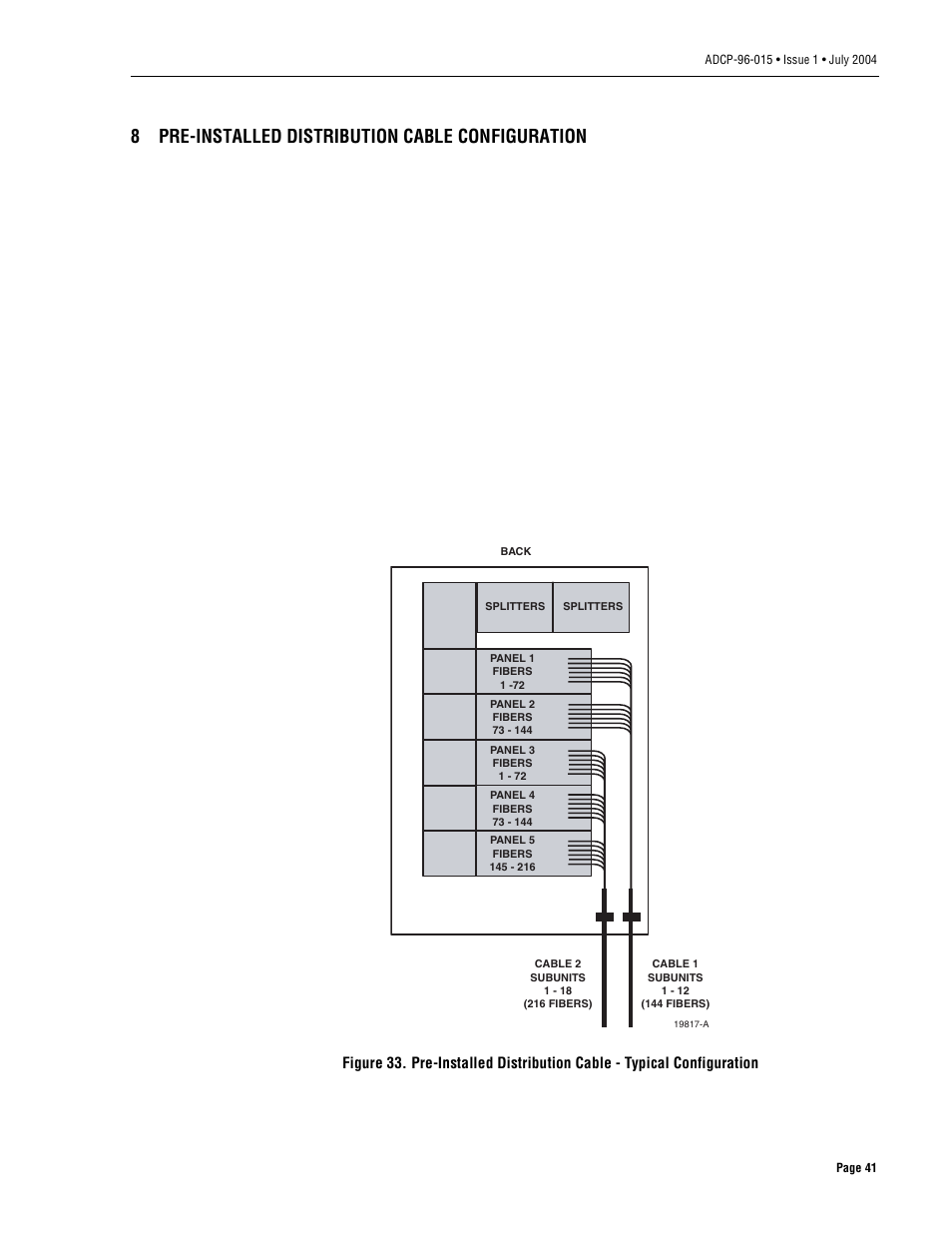 8 pre-installed distribution cable configuration, Pre-installed distribution cable configuration, 8pre-installed distribution cable configuration | ADC ACE-142S/142V User Manual | Page 47 / 55