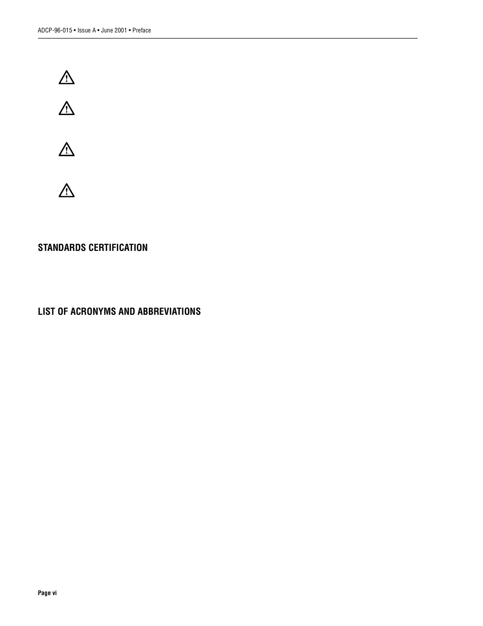 Standards certification, List of acronyms and abbreviations | ADC ACE-142S/142V User Manual | Page 6 / 55