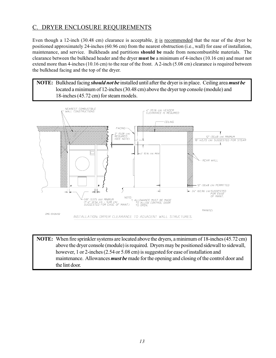 C. dryer enclosure requirements | ADC AD-170SE User Manual | Page 17 / 58