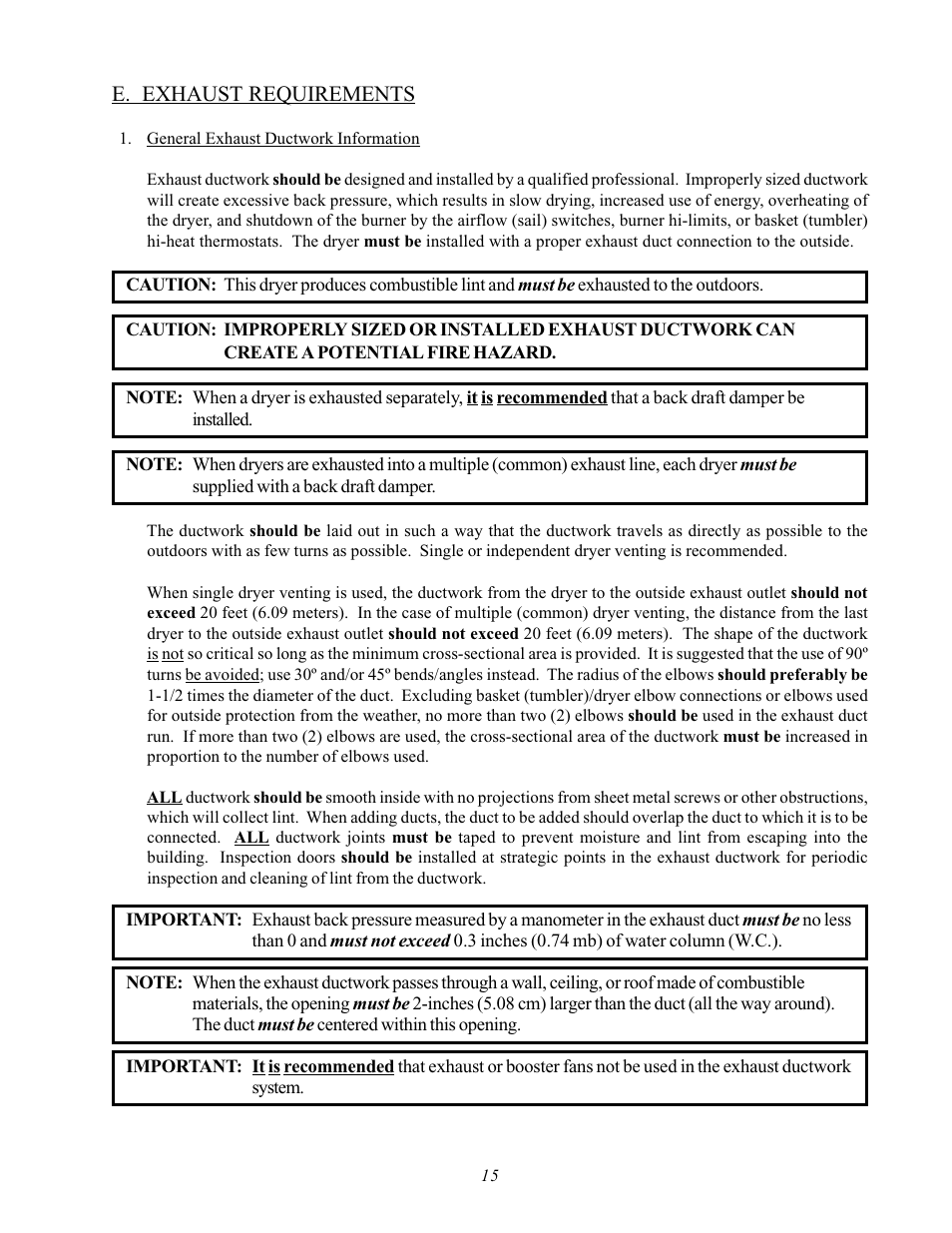 E. exhaust requirements | ADC AD-170SE User Manual | Page 19 / 58