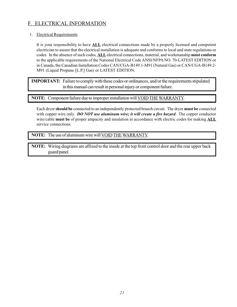 F. electrical information | ADC AD-170SE User Manual | Page 25 / 58