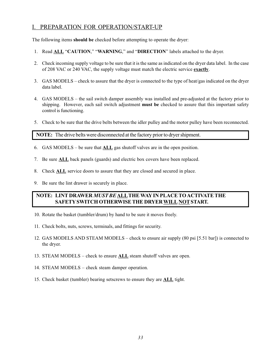 Preparation for operation/start-up, I. preparation for operation/start-up | ADC AD-170SE User Manual | Page 37 / 58