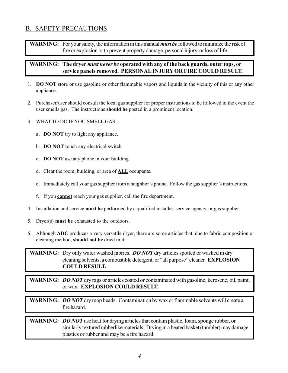 B. safety precautions | ADC AD-170SE User Manual | Page 8 / 58