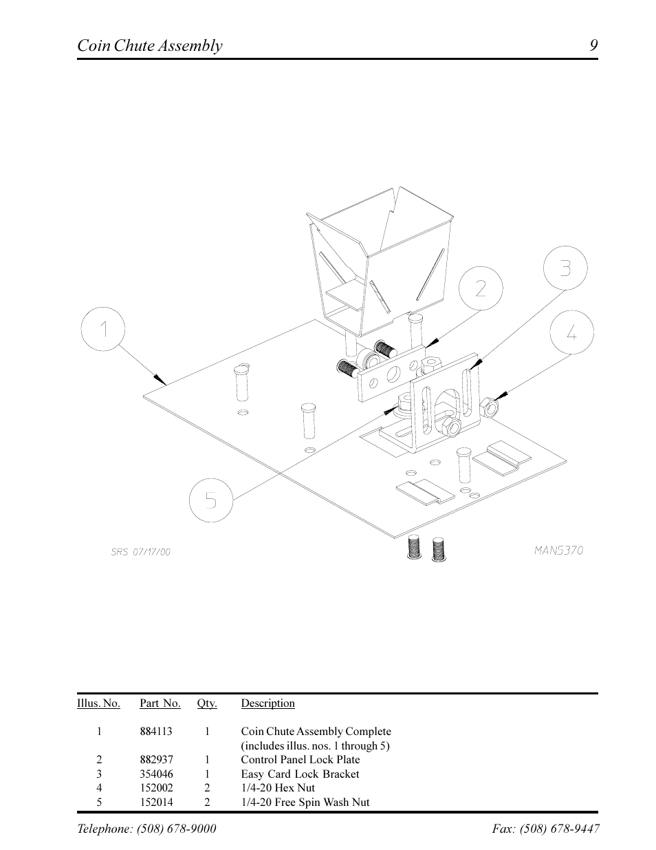 Coin chute assembly | ADC AD-360X2 User Manual | Page 11 / 38