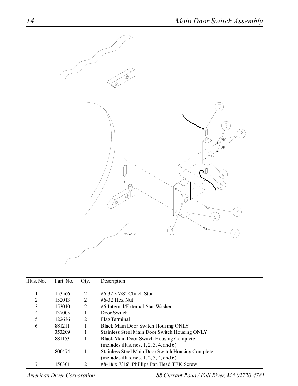 Separator assembly, Main door switch assembly | ADC AD-360X2 User Manual | Page 16 / 38