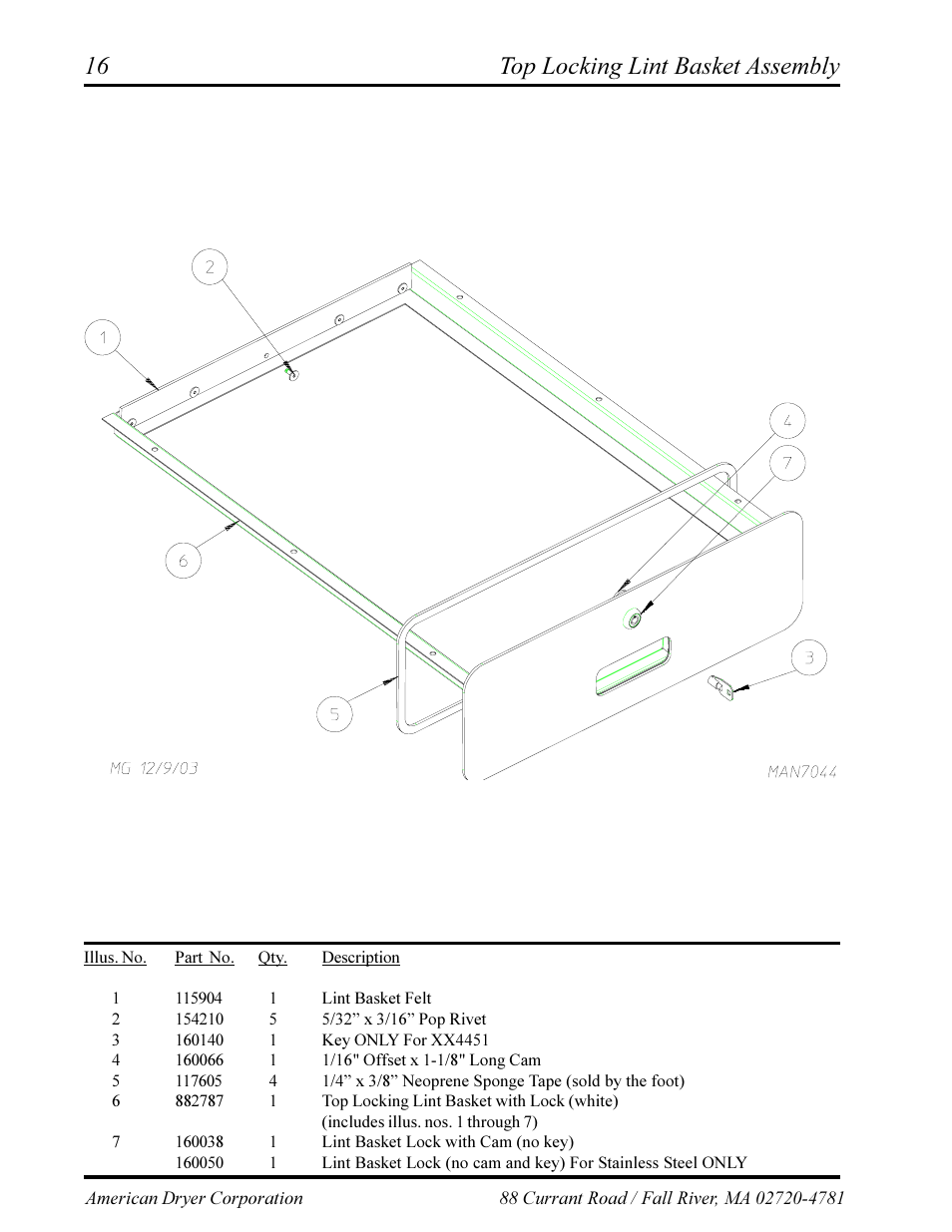 Lint coop and adjustment wheel bracket assembly, Top locking lint basket assembly | ADC AD-360X2 User Manual | Page 18 / 38