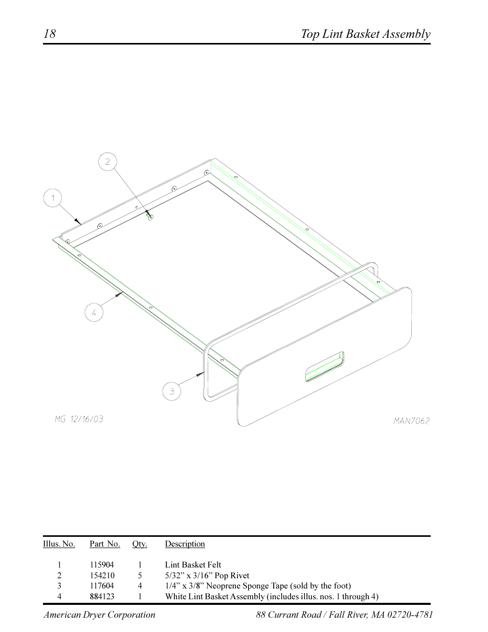 Right rear wheel bracket (3-bolt), Top lint basket assembly | ADC AD-360X2 User Manual | Page 20 / 38