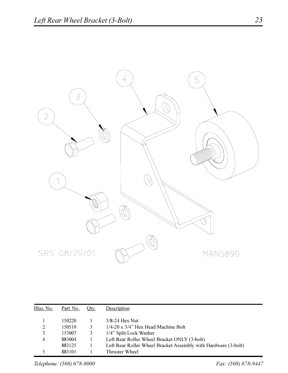 Left rear wheel bracket (3-bolt) | ADC AD-360X2 User Manual | Page 25 / 38