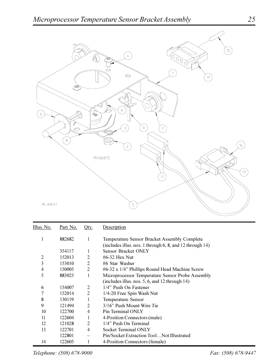 Rear electrical panel, Microprocessor temperature sensor bracket assembly | ADC AD-360X2 User Manual | Page 27 / 38