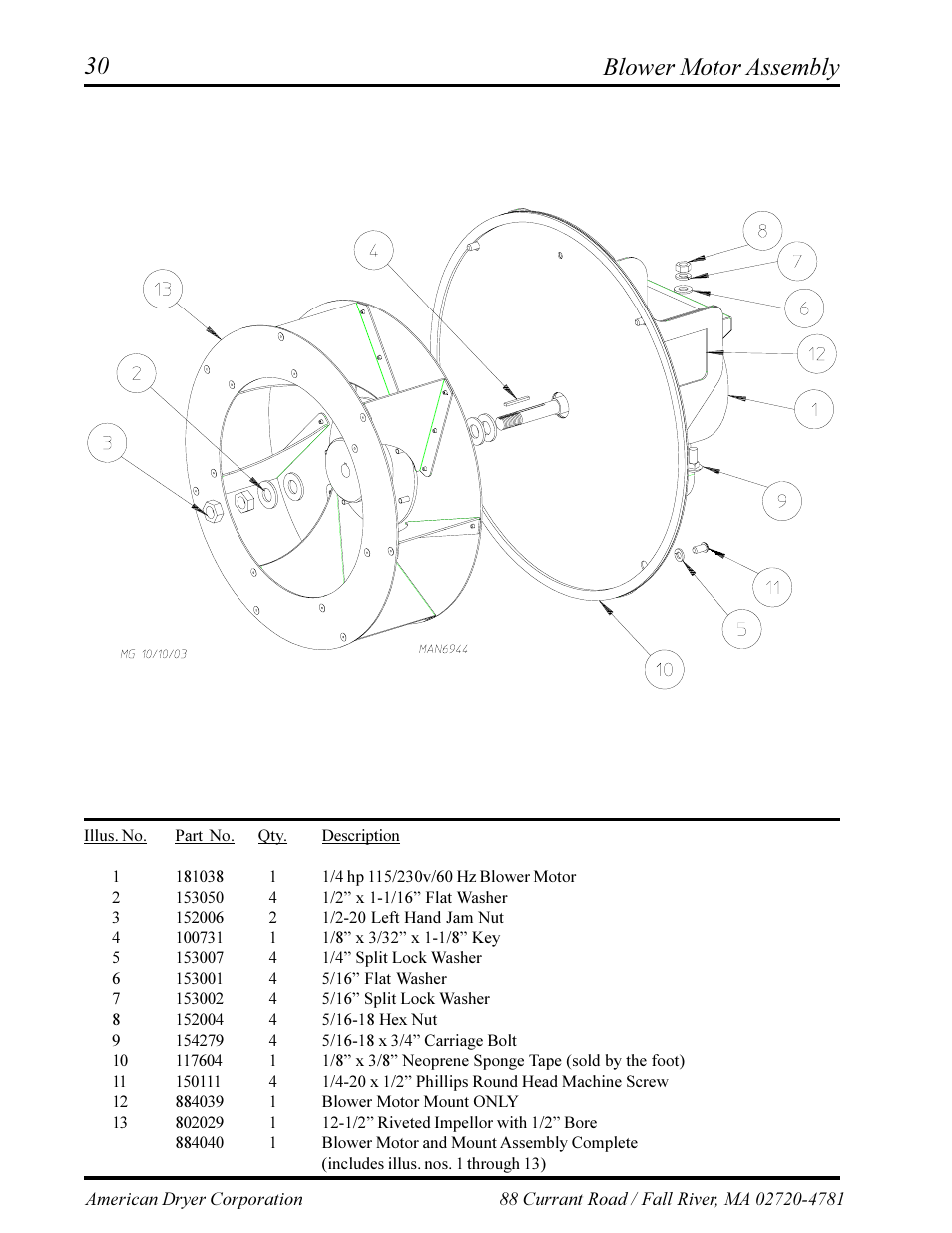 Blower motor assembly | ADC AD-360X2 User Manual | Page 32 / 38