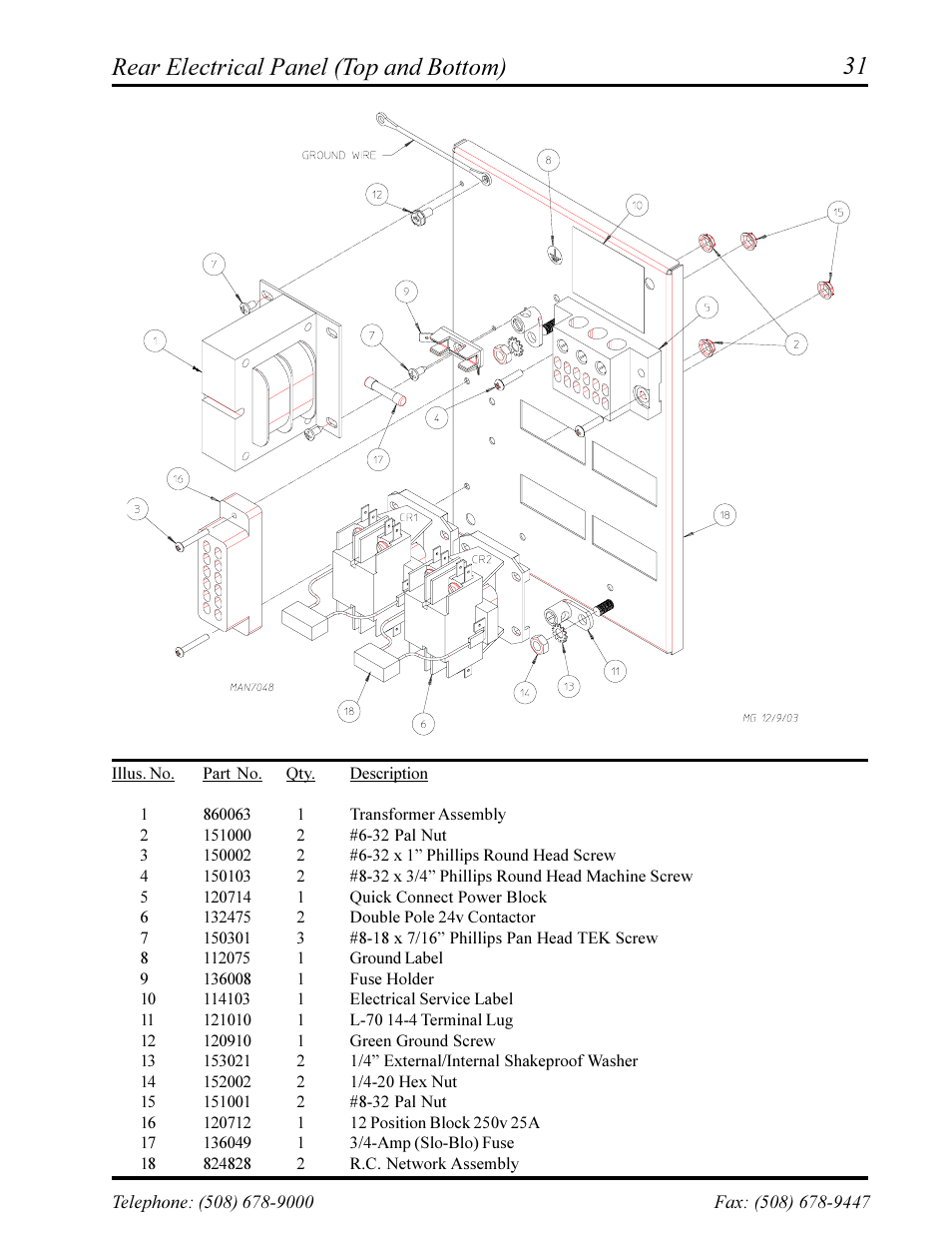 Rear electrical panel (top and bottom) | ADC AD-360X2 User Manual | Page 33 / 38