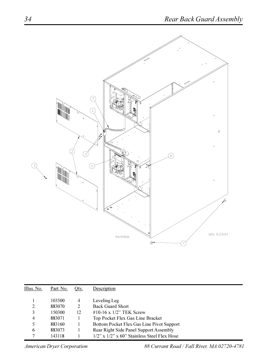 Rear back guard assembly | ADC AD-360X2 User Manual | Page 36 / 38
