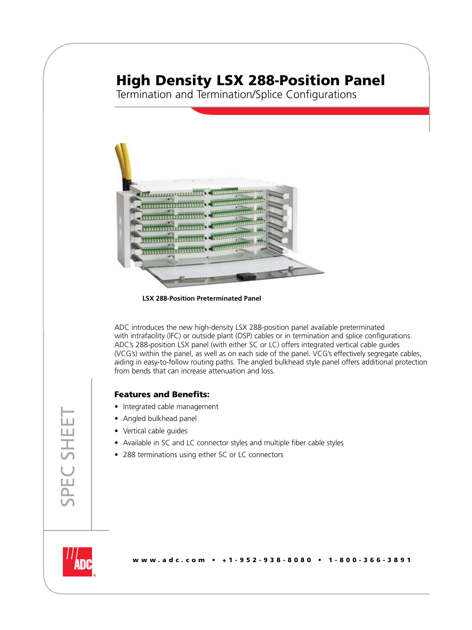 ADC High Density Position Panel LSX 288 User Manual | 8 pages