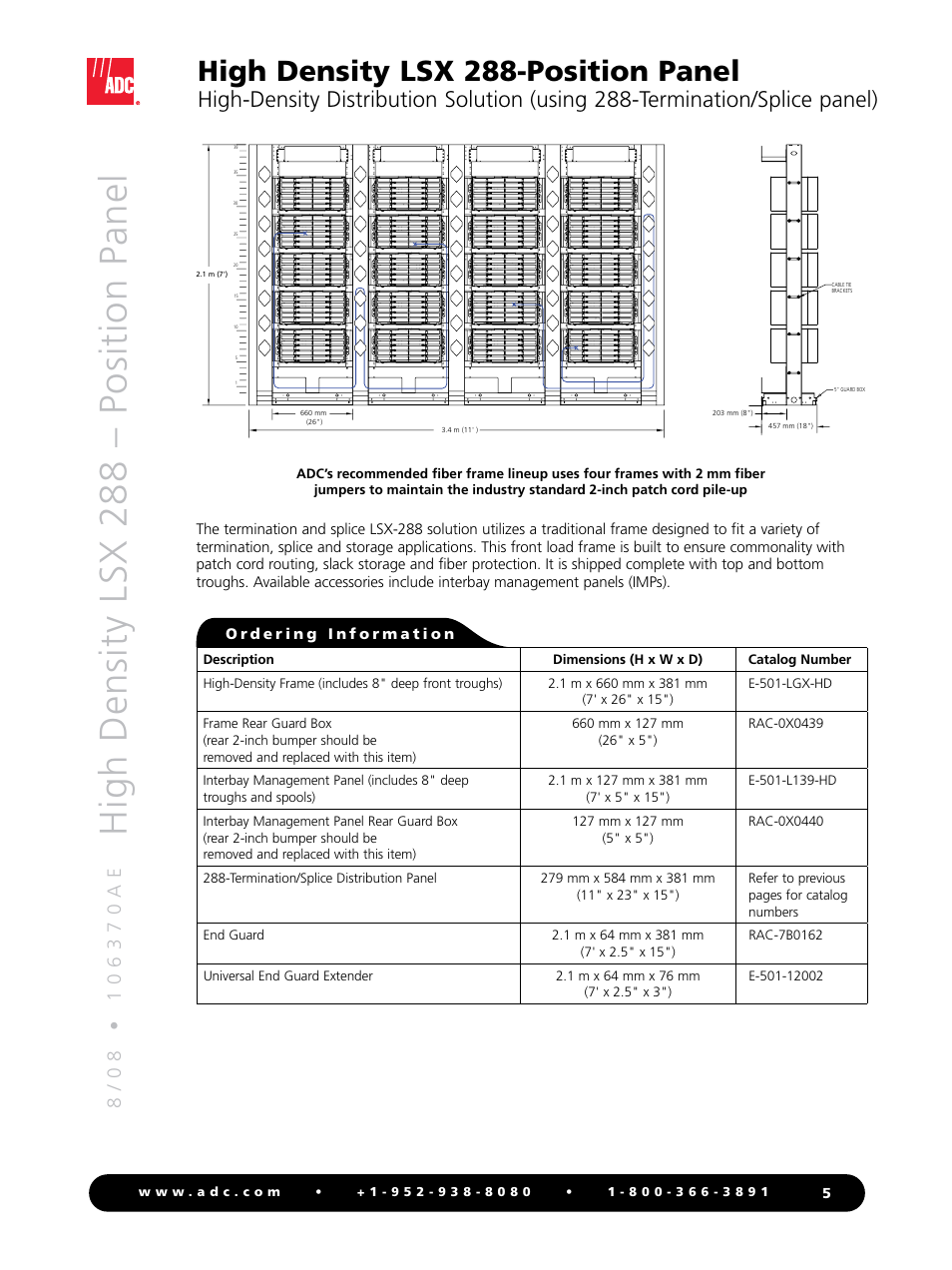 High density lsx 288 – position panel, High density lsx 288-position panel | ADC High Density Position Panel LSX 288 User Manual | Page 5 / 8
