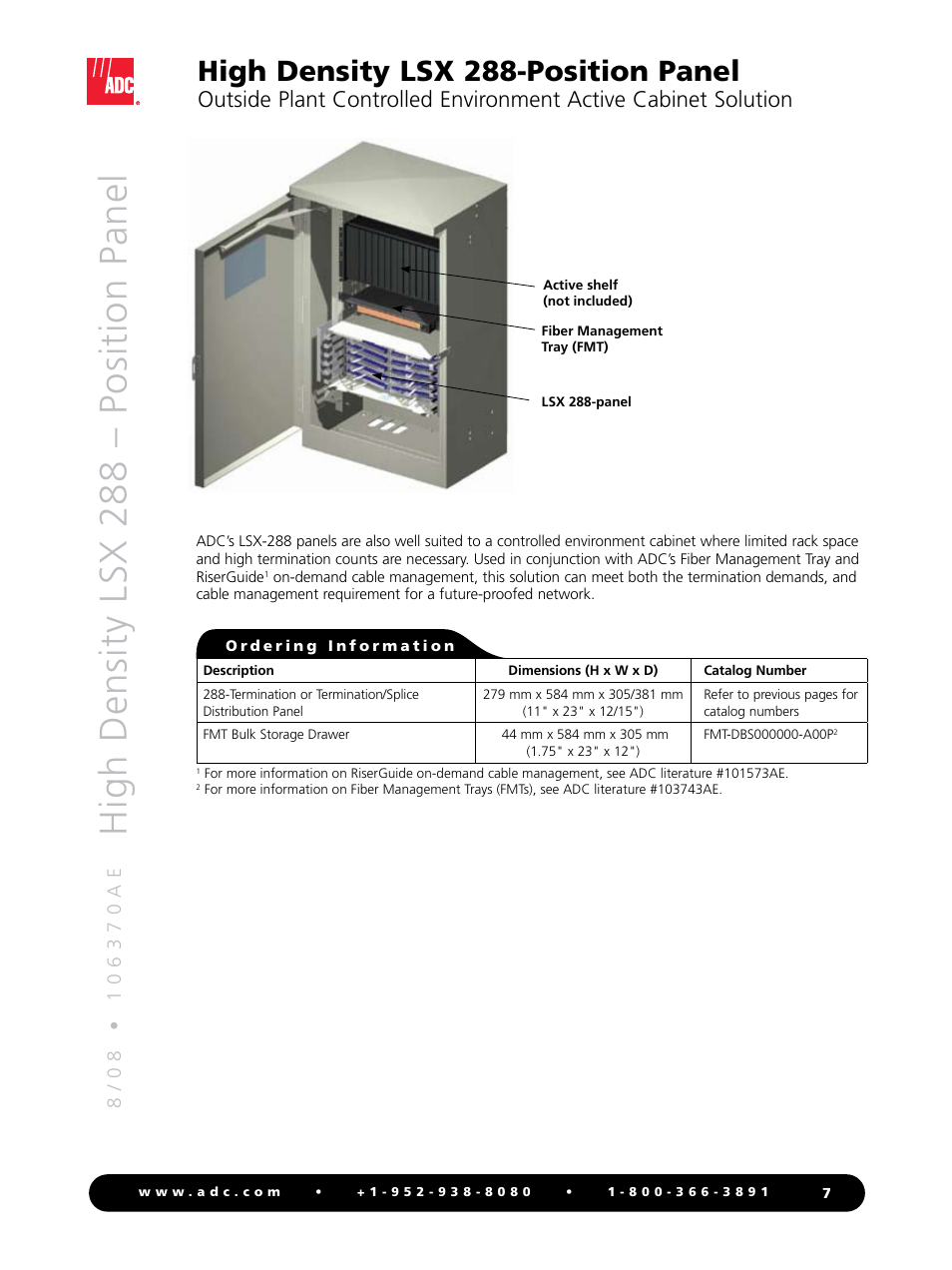High density lsx 288 – position panel, High density lsx 288-position panel | ADC High Density Position Panel LSX 288 User Manual | Page 7 / 8