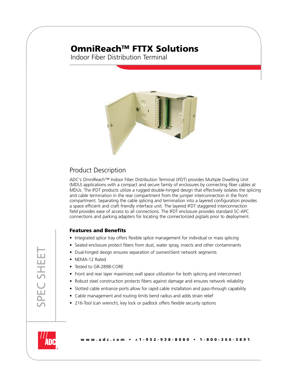 ADC OmniReach Indoor Fiber Distribution Terminal User Manual | 4 pages