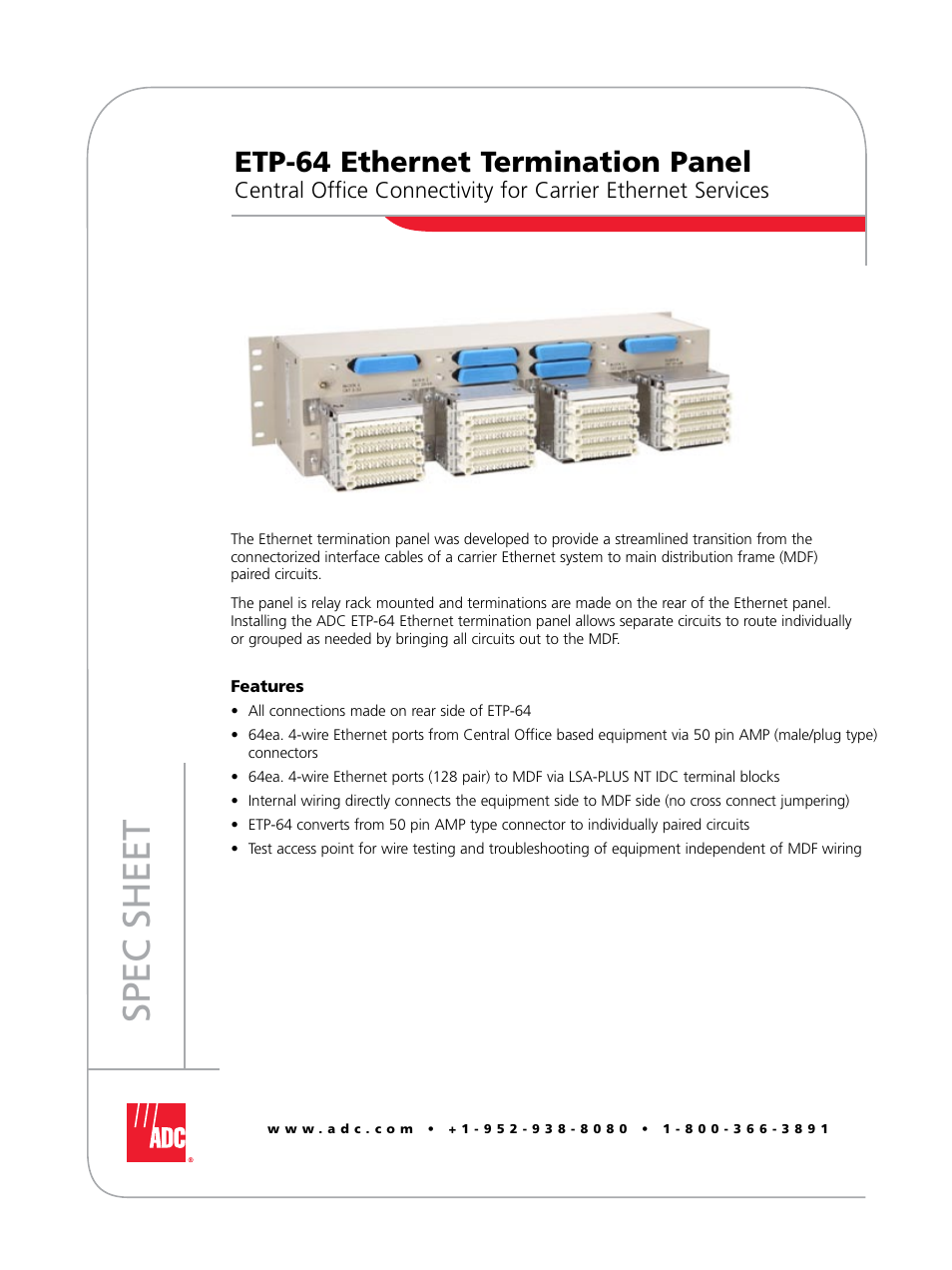 ADC ETP-64 User Manual | 2 pages