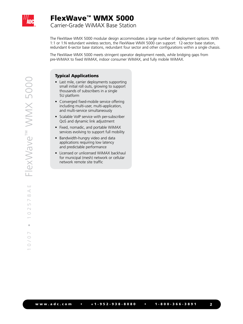 Flexw ave, Flexwave, Wmx 5000 | ADC Carrier-Grade WiMAX Base Station WMX 5000 User Manual | Page 2 / 4