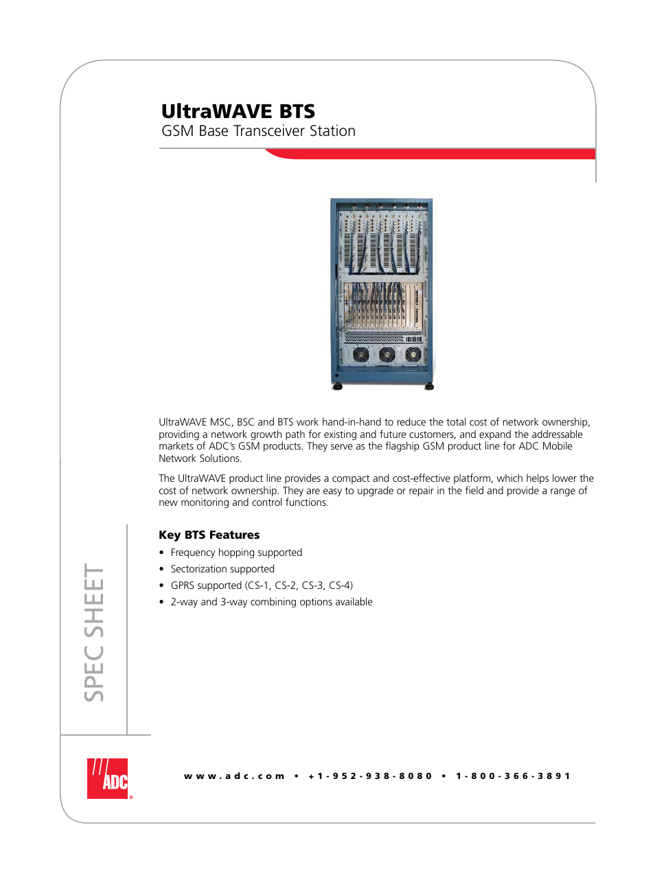 ADC GSM Base Transceiver Station UltraWAVE BTS User Manual | 4 pages