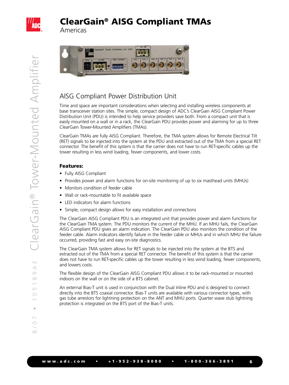 Cle ar g ai n | ADC Tower-mounted Amplifier ClearGain User Manual | Page 6 / 8