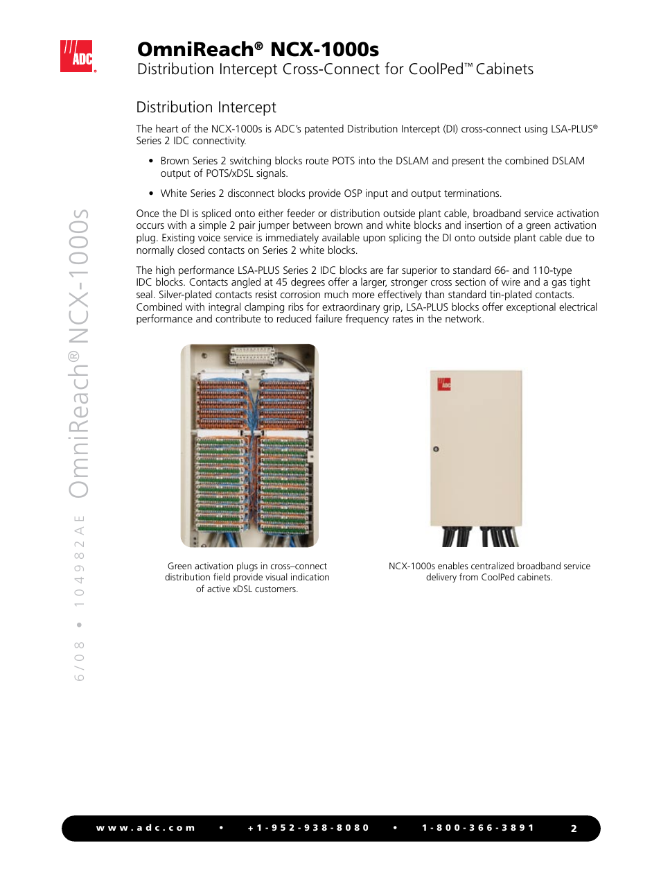 Omnireach, Ncx-1000s, Distribution intercept cross-connect for coolped | Cabinets, Distribution intercept | ADC OmniReach NCX-1000s User Manual | Page 2 / 4