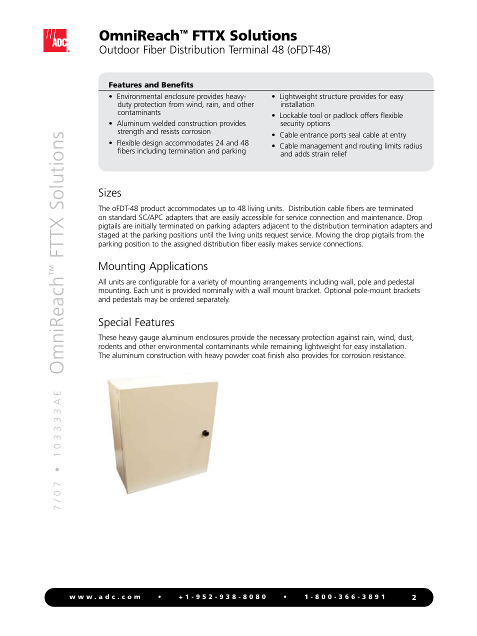 Om n ir ea ch, Omnireach, Fttx solutions | ADC OmniReach oFDT-48 User Manual | Page 2 / 4