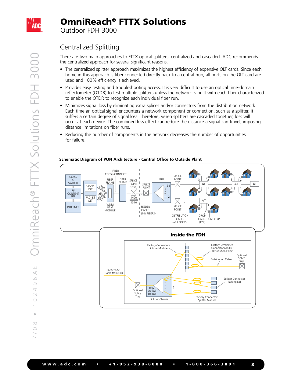 Omnireach, Fttx solutions fdh 3000, Fttx solutions | Outdoor fdh 3000, Centralized splitting | ADC OmniReach FDH 3000 User Manual | Page 8 / 20